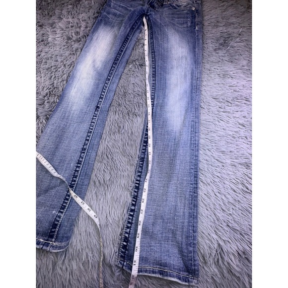 Miss Me Jeans Womens 27 Bootcut Embellished Pocket Medium Wash Flare Bell Bottom - Picture 3 of 15